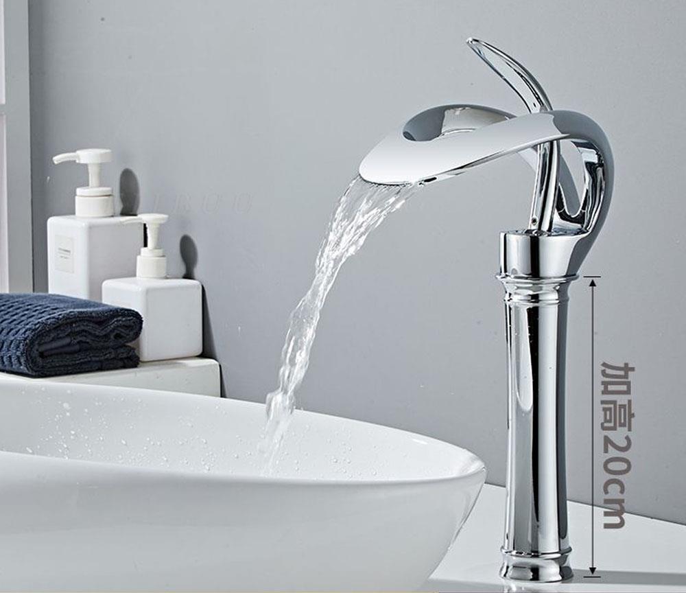 Golden/White Bathroom Basin Faucet Black Bathroom Faucet Brass Creative Grey Sink Mixer Tap Hot & Cold Waterfall Basin Faucet