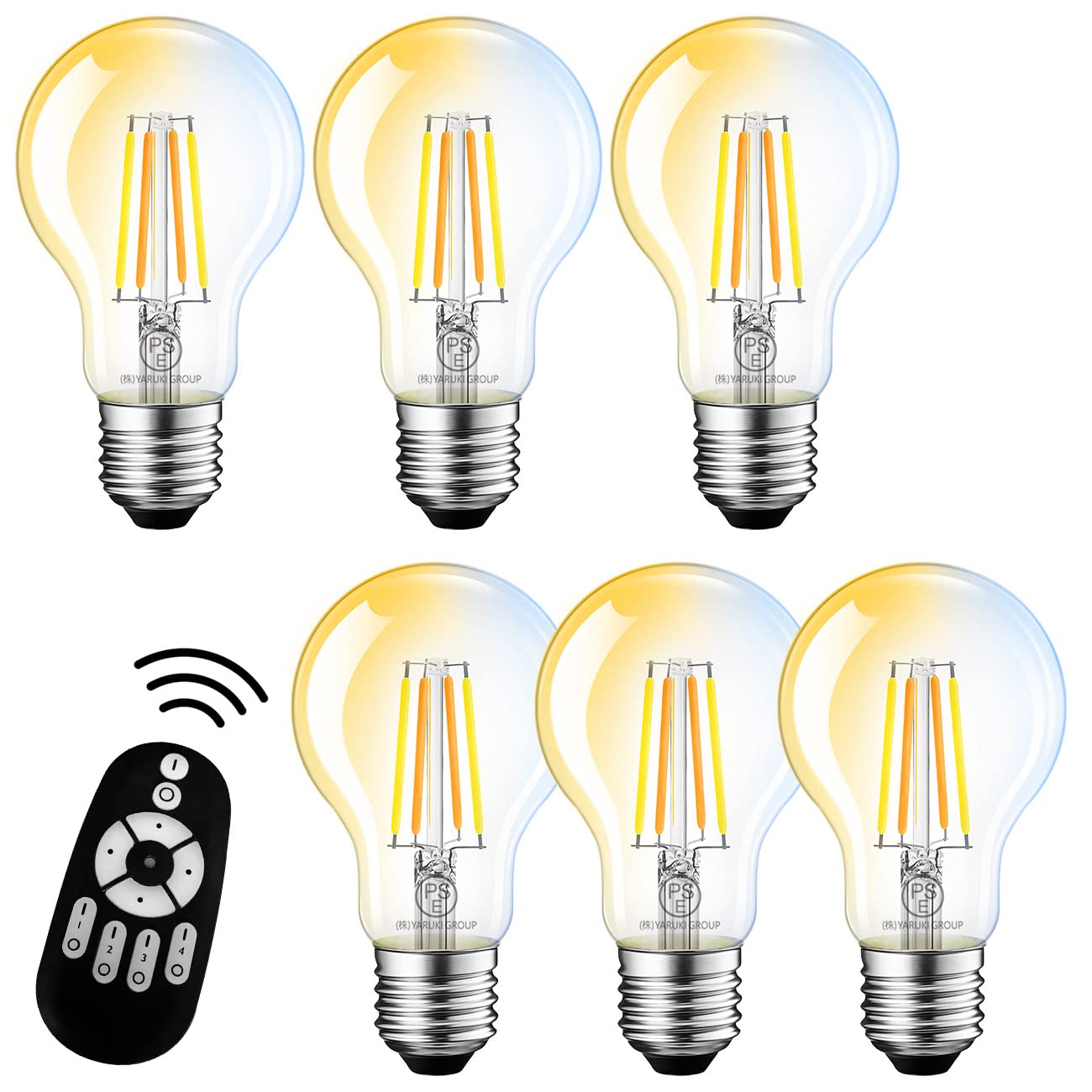 

LVWIT LED Bulbs, 60W Equivalent Filament Bulbs, E26 Base, 806LM, Dimmable, Color Adjustable, Remote Control Included, 6W Power Consumption, Clear,
