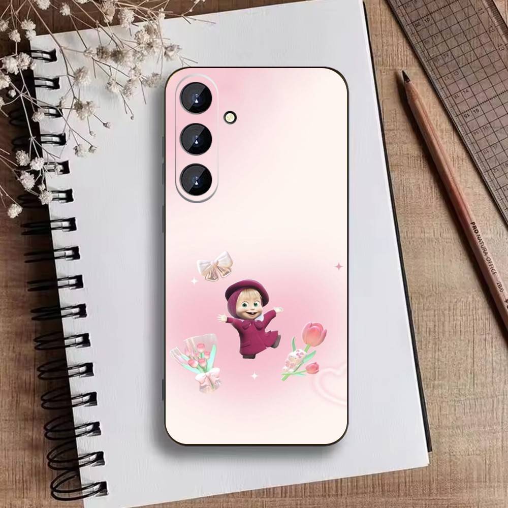 Cute Masha and the Bears Phone Case For Samsung Galaxy A73,A21s,A22,A31,A52,A53,A71,A41Soft Black Shell