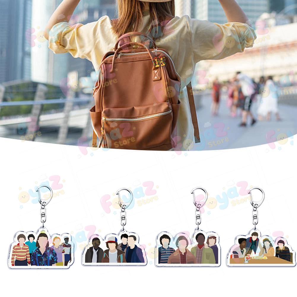 Tv Show Will Byers Keychain for Accessorie Bag Eleven Joyce Byers Art Hellfire Charm Keyrings Jewelry Friends Club Gifts