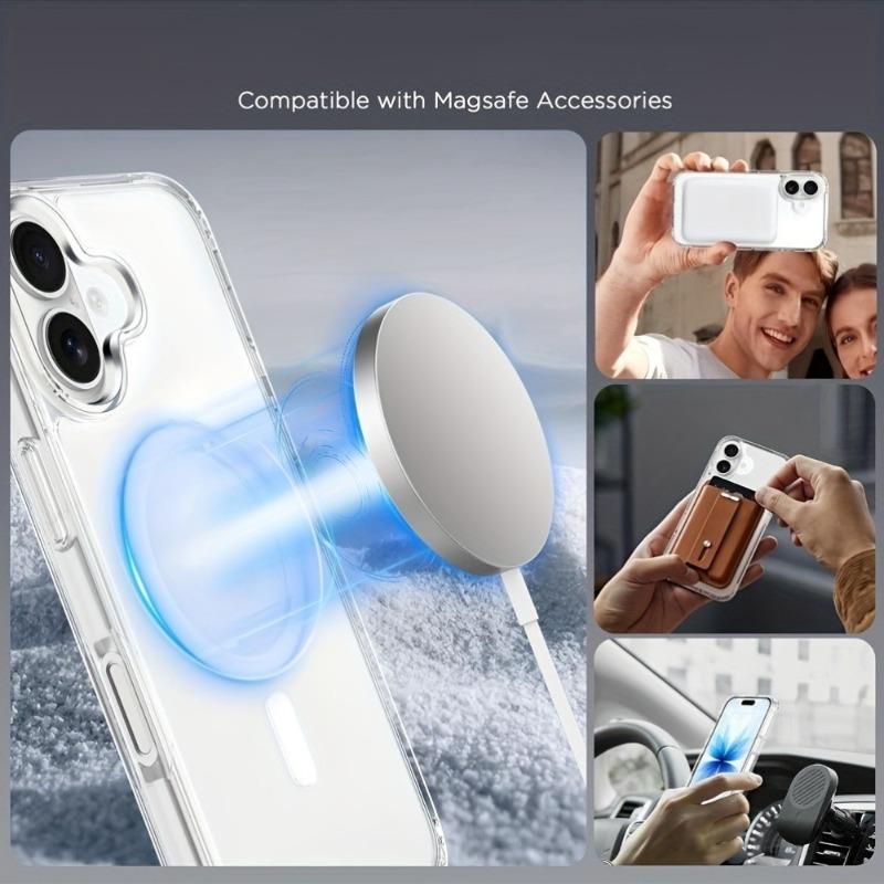 New Clear for MagSafe Case For iPhone 17Air 16 15 14 13 12 11Pro Max Shockproof Wireless Charging Cover with Magnetic Feature