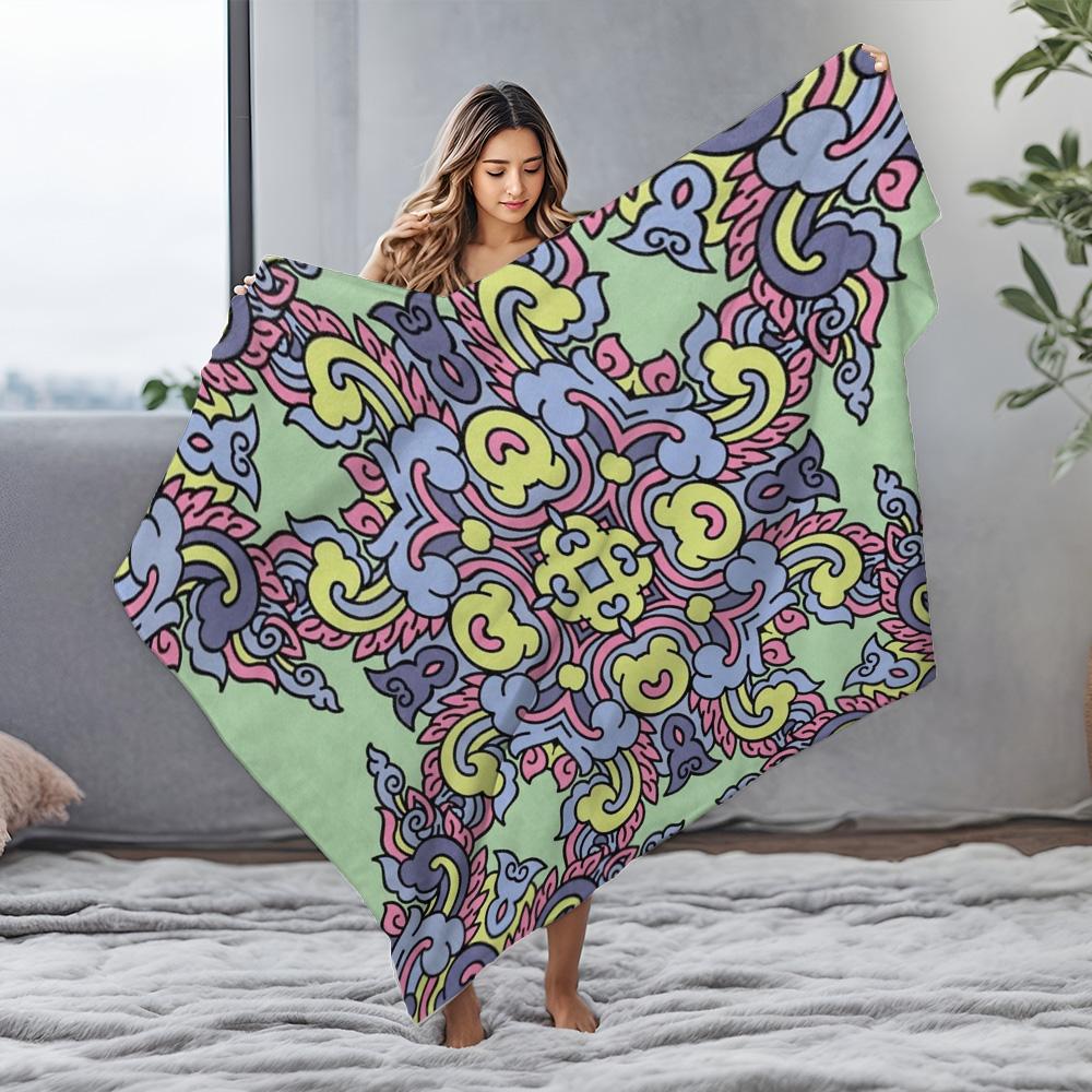 Vibrant Floral Paisley Pattern Throw Blanket Decorative Sofa Bed Blanket Kids Teens Gift Home Decor Cushion Cover