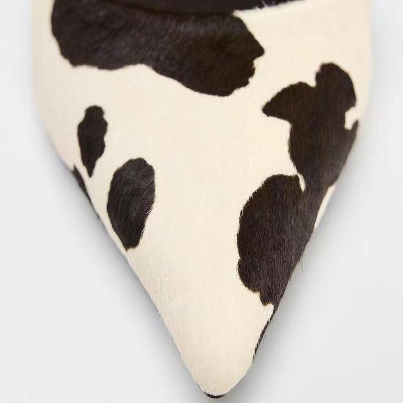 Xia's new one-word buckle with kitten and horsehair medium heel bag head sandals large size shallow mouth empty women's shoes