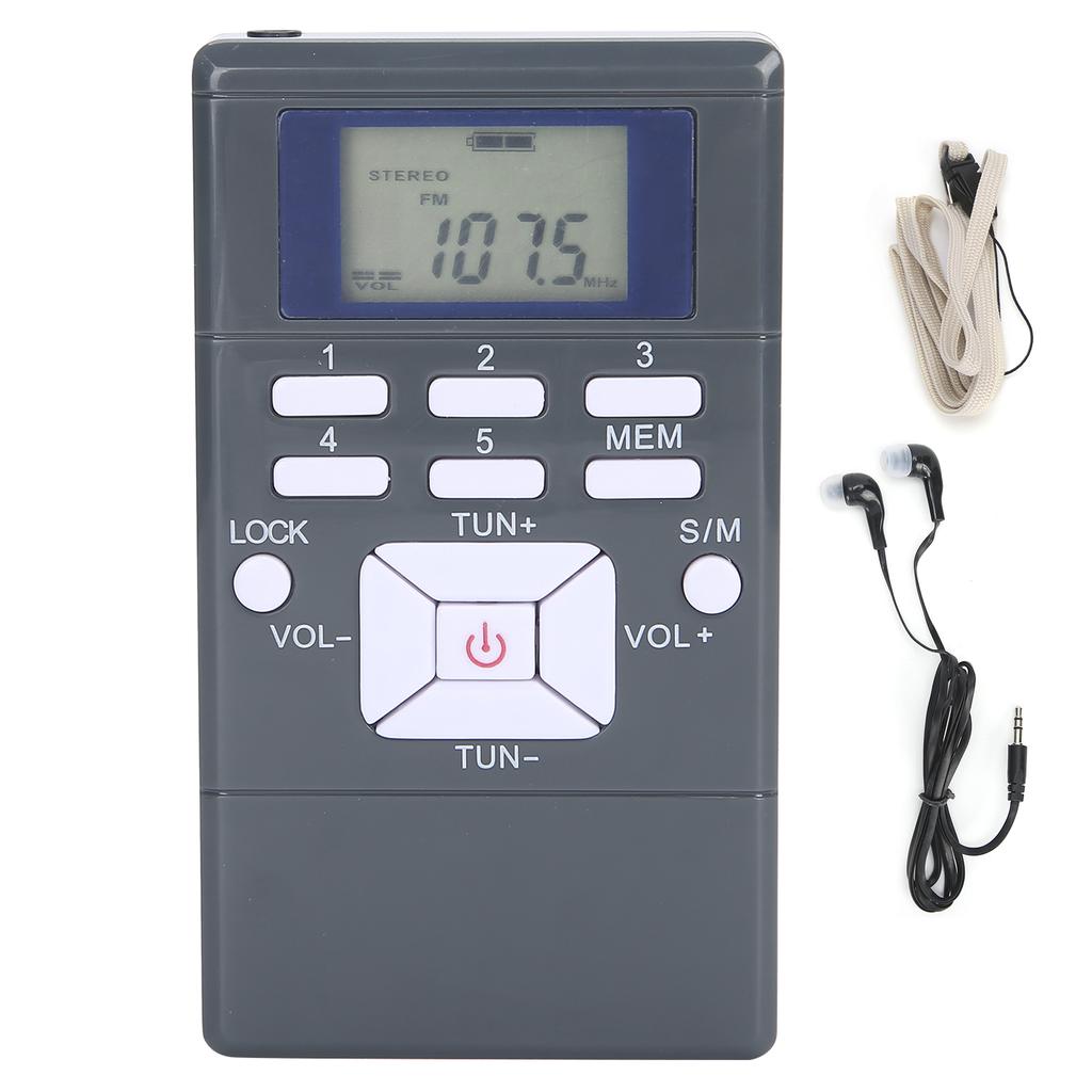 QQT102 Professional Radio Mini Portable FM Stereo Receiver with LCD Display EarphoneDark Gray