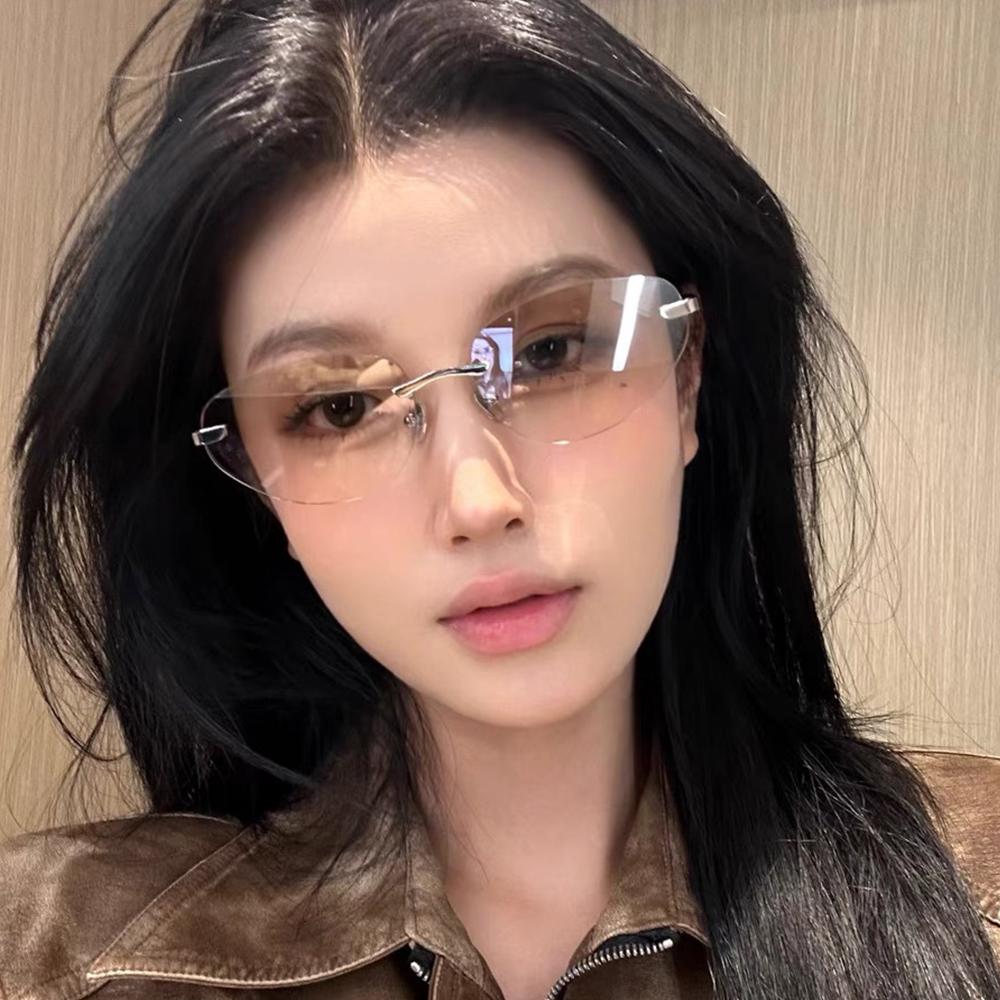 Futuristic Frameless Sunglasses Uv400 Protection Luxury Shades Unisex New Hip-Hop Sun Glasses For Women & Men