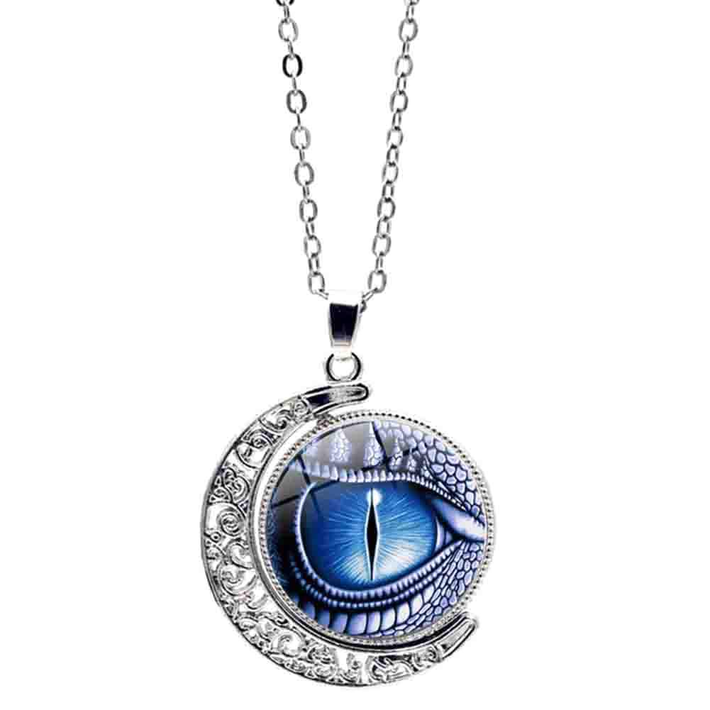 Thai Amulet Chinese Pixiu Dragon Eye Necklace Pendant Vintage Protect Charm Talisman Money Wealth Success Health Lucky Jewelry Buddhist Moon Chain