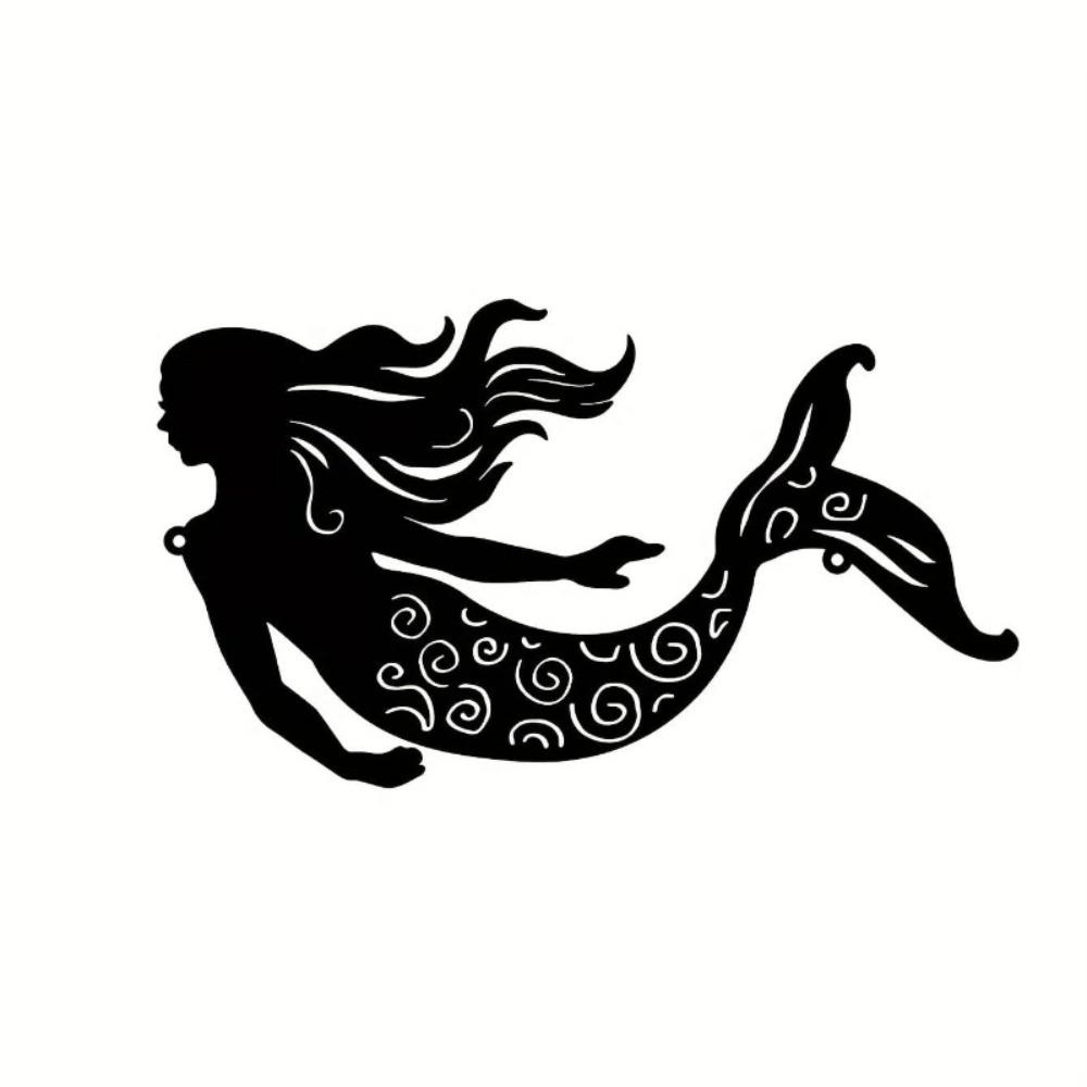Mermaid Metal Wall Art 11.81x6.69 Inch Rustic Iron Decor for Patio Garden Home Housewarming