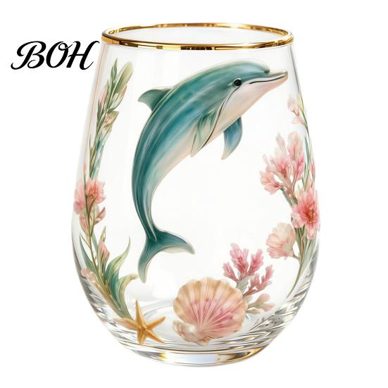 Buntes Schmetterlingsglas Handbemalter Glasbecher, Eiförmige Tasse mit Goldrand, Klarer Bleifreier Sicherer Trinkbecher für Tee Kaffee Wein