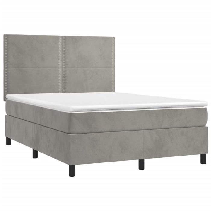 VidaXL Slat Bed Base with Mattress and LED, Upholstered Bed, Double Bed, Adult Bed for Interior Bedroom, 3136059