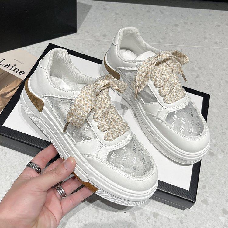 2025 summer foreign trade new board shoes women's fashion little white shoes low-top round head with breathable casual mesh shoes women