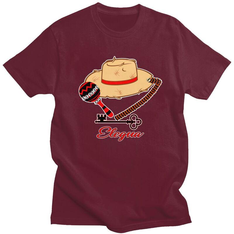 Custom Elegua Eshu Sombrero Tshirts for Men Short Sleeves Casual T Shirt Fashion Tshirt Slim Fit Pure Cotton Tees Gift