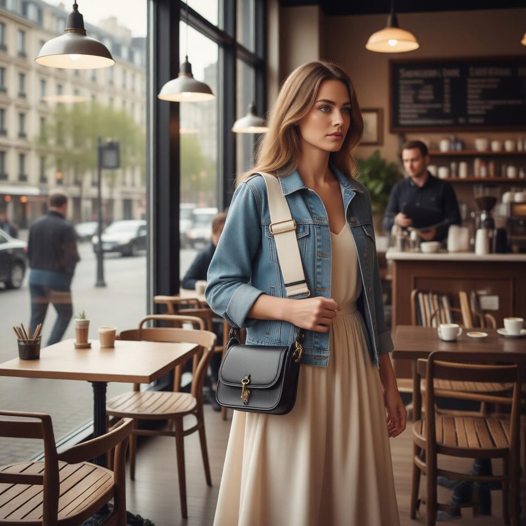 Vintage Women's PU Leather Crossbody Bag with Canvas Strap & Metal Clasp – Classic Brown Shoulder Handbag for Daily Use & Work