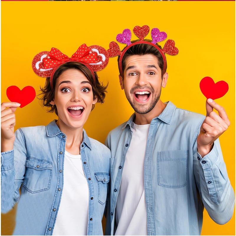 1 Valentine's Day Love Themed Headband for Valentine's Day Party Romantic Outfit with Love Elements and Diverse Design Styles