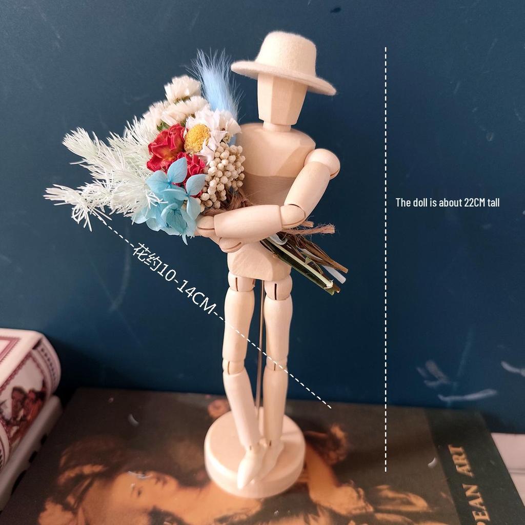 Jointed Wooden Puppet Doll: Handcrafted Human Body Ornament & Decompression Gadget.