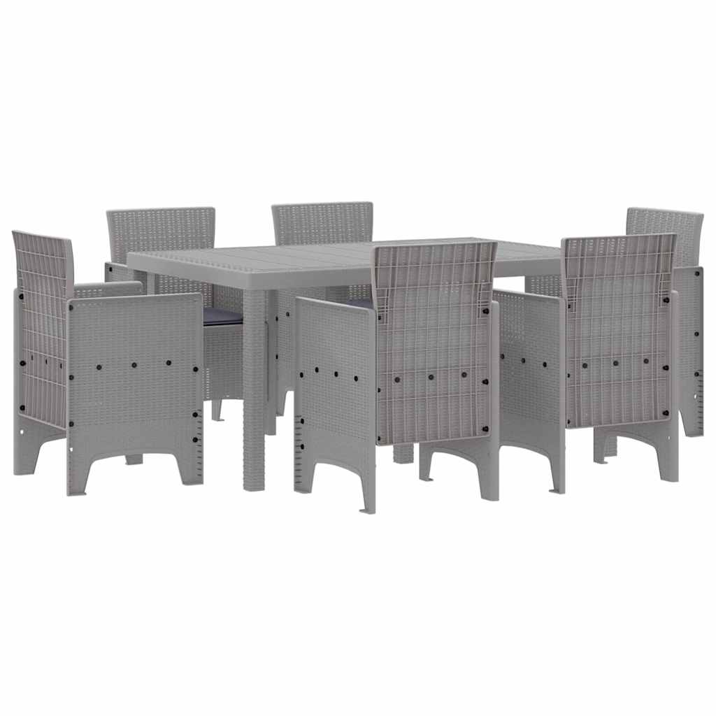 Garden Dining Set 7 pcs Light Gray Poly Rattan