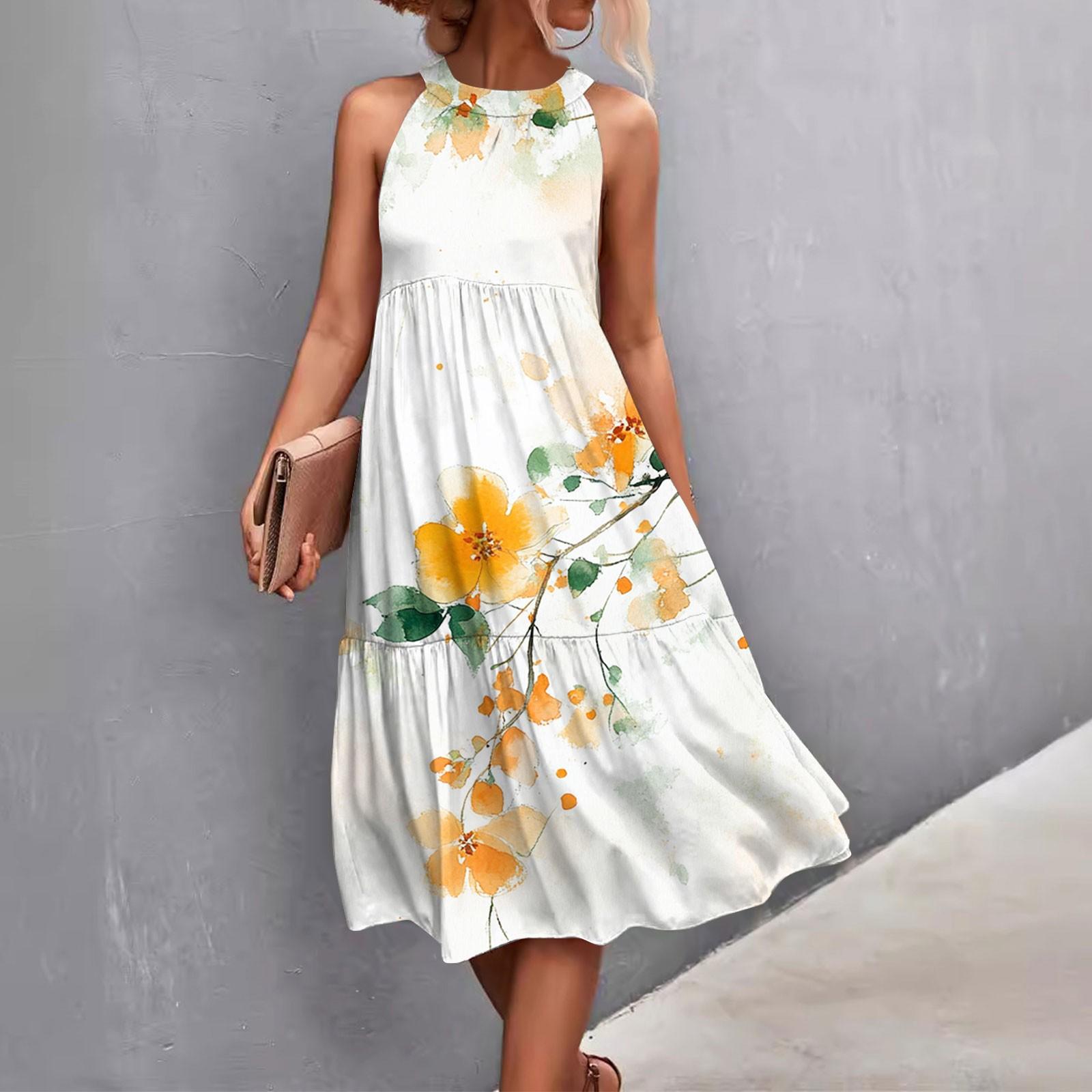 

Женские летние платья без рукавов с принтом ко Дню святого Валентина, свободные, повседневные, с висячим вырезом, пляжные платья XL жёлтый