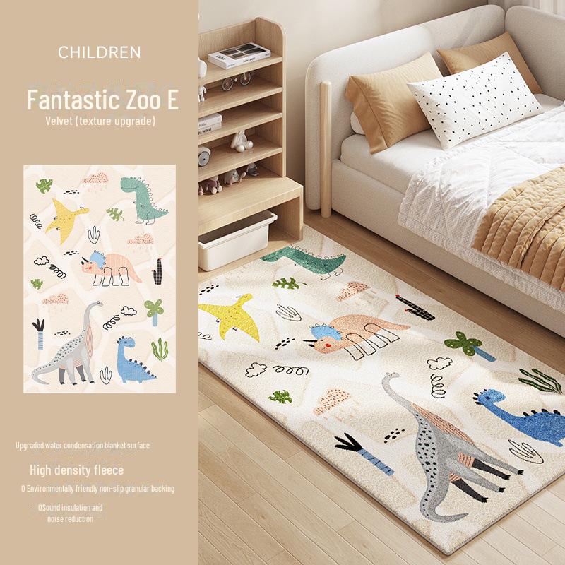 Cartoon-Style Cashmere Bedside Carpet: Dirt-Resistant, Easy-Care, Cool, Thick, Non-Slip Blanket