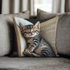 Modern 18x18 Inch One-Sided Print Pillow Cover with Kitten Design for Living Room Accent