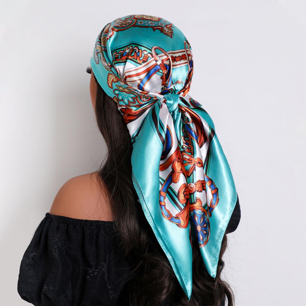 Hair Scarf Women Luxury  Square Silk Foulard Satin Bandana Summer Soft Neckerchief Hijab Head Scarves For Ladies