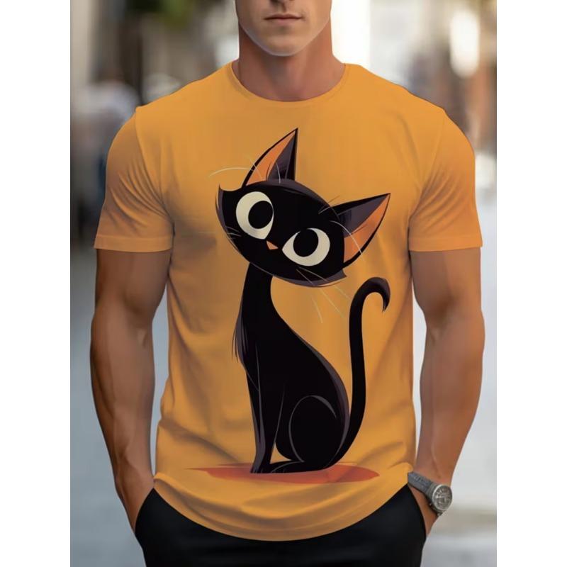 Funny Cat T-Shirt Man Summer Fashion 3D Print Tops Men Short Sleeve Tee Oversized Streetwear T-Shirt Casual Y2k Men s Clothing S