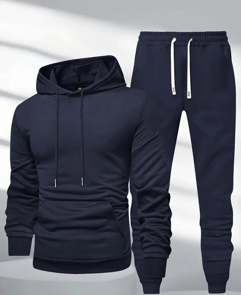 Hooded Casual Tracksuit Set: Solid Color, Versatile Sweatshirt & Sweatpants for Autumn