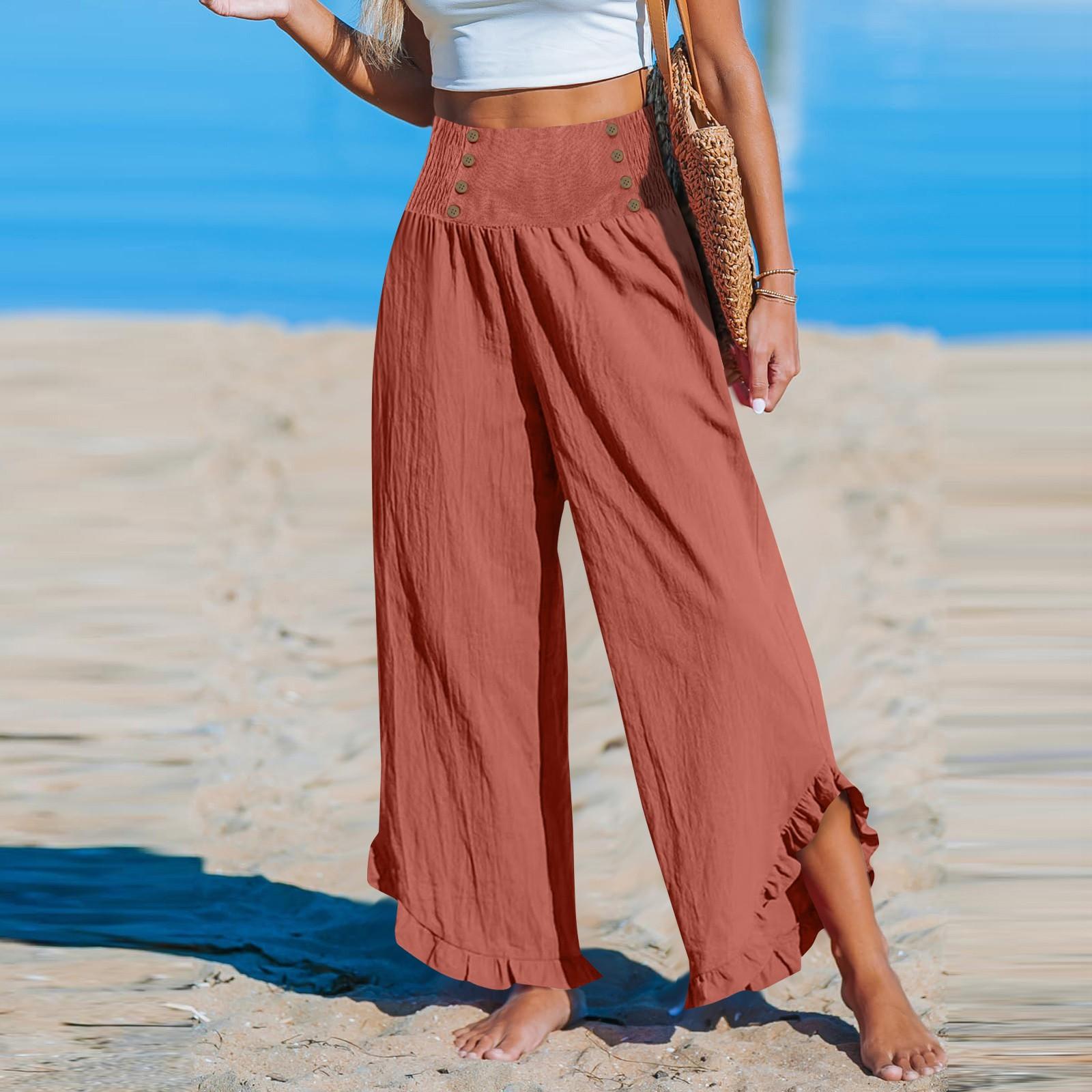 

Женские однотонные тонкие повседневные брюки с эластичной резинкой на талии, свободные брюки, длина S