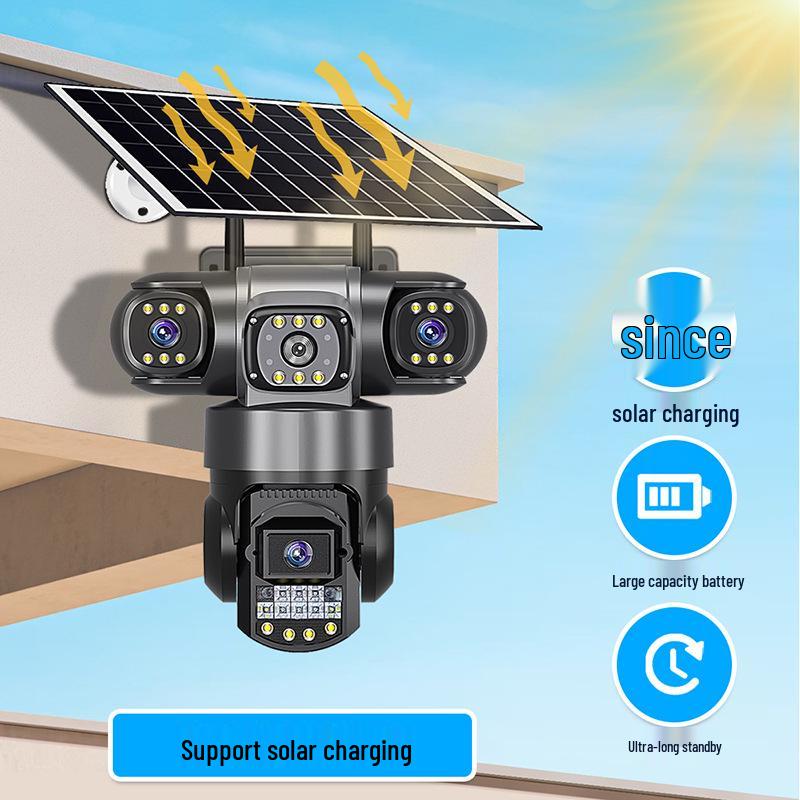AOV Solar-Powered 4G Outdoor Surveillance Camera with Triple-Lens All-Day Recording