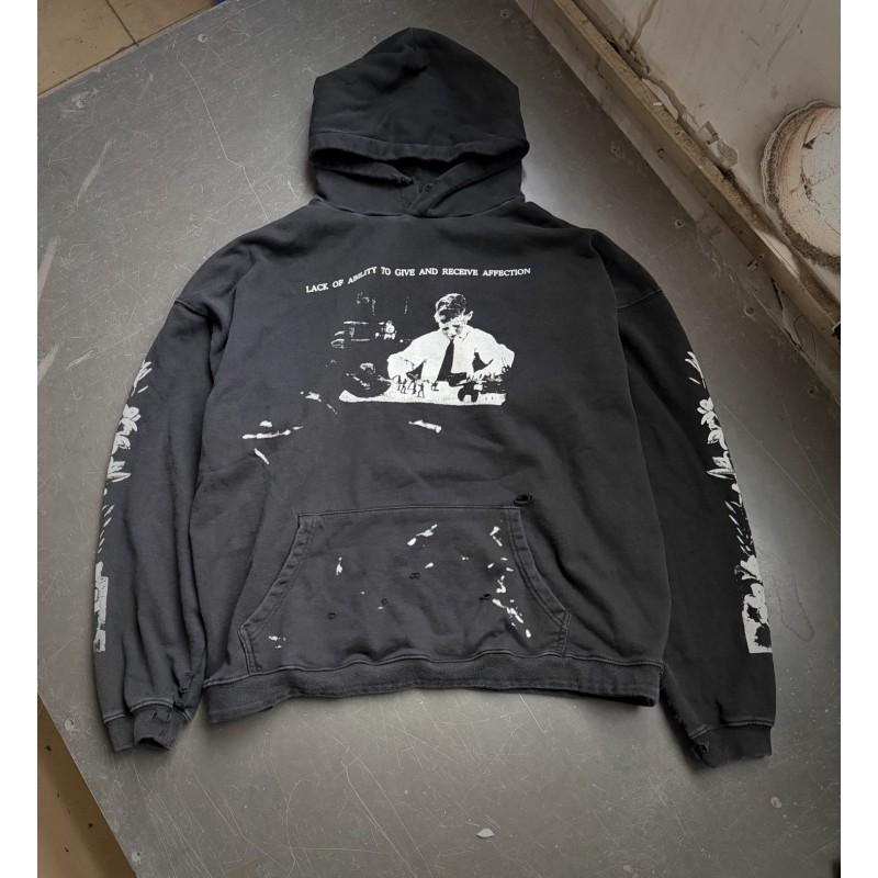 Túlméretezett mosott pamut kapucnis pulóver betűnyomattal Uniszex Streetwear Őszi alkalmi pulóver
