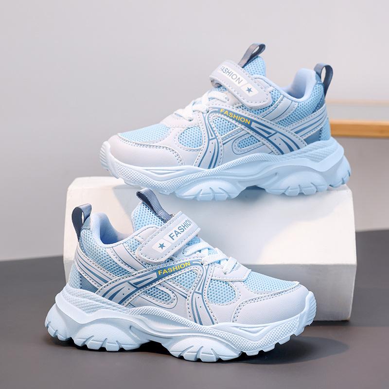 Children's sports shoes boys and girls Velcro shoes 2025 new middle-aged and older children's mesh casual running shoes dad shoes