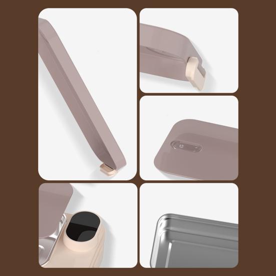 Heated Lunch Box 900ml Capacity 2-in-1 Stainless Steel Electric Warming Box Non-Stick Coating Portable Meal Container for Office Car Travel