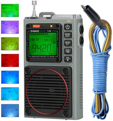 ZHIWHIS Radio Small Disaster Prevention Bluetooth Speaker MicroSD Card Compatible FM Flashlight SOS Alarm Radio Types of Backlight Rechargeable