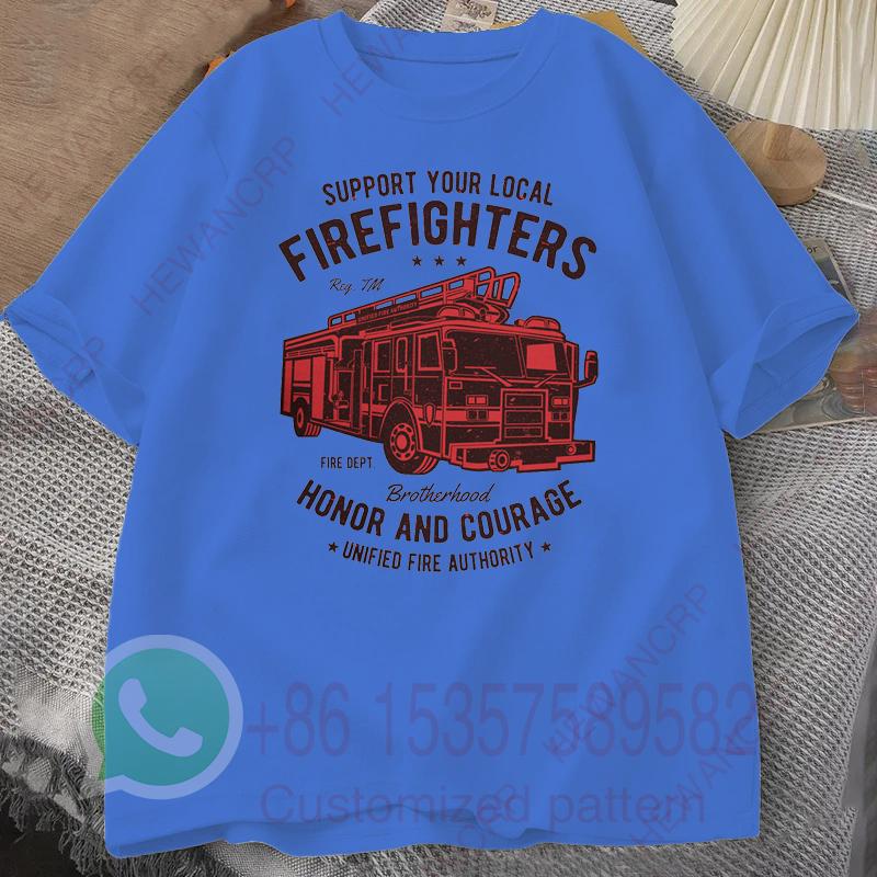 Firefighter Fire Department Fire Truck Mens TShirt Tracksuit Summer Casual Sportswear Round Neck Shortsleeved Cotton Pullover