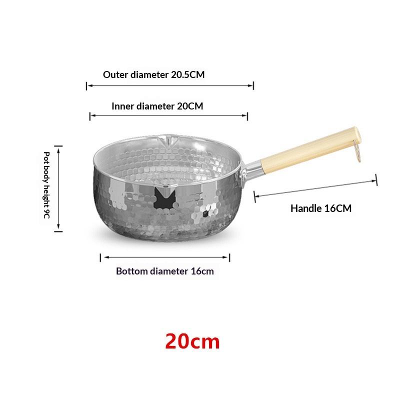 Stainless Steel Soup Pot Snow Pot Flat Bottom Non-Stick Wok Solid Wood Handle With Hook Stew Pot Milk Pot Kitchen Cookware