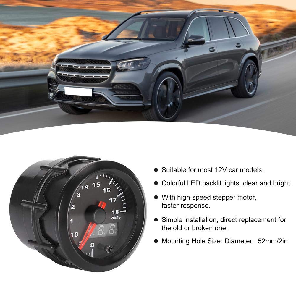 Car Voltmeter, Qiilu Voltage 52-Qiilu 2 Inch 52mm Electric Voltmeter Gauge Meter, 7 Colors