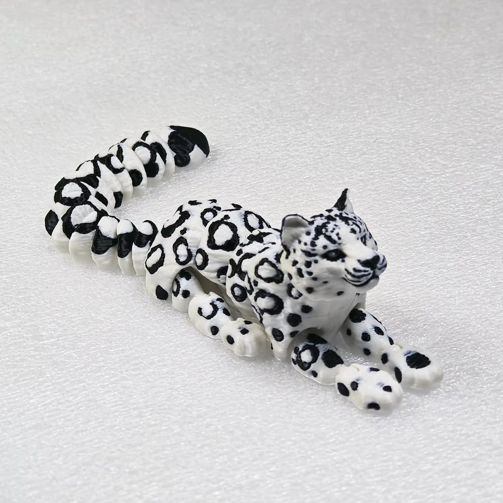 1/2 Piece Set of Leopard Pattern 3D Ornaments, Realistic Snow Leopard Figurines, Decorative Animal Models, Black and White Snow Leopard, Un