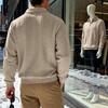 2026 Men's Heavyweight Textured Lapel Zip Polo Sweatshirt for Spring/Autumn