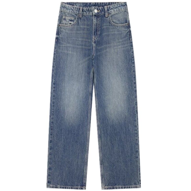 

Fashion Style 2024 Spring/Summer New Arrival Women s Clothing Slim Looking Easiest for Match Straight Mid-Waist Denim Pants 8727002 Blue L