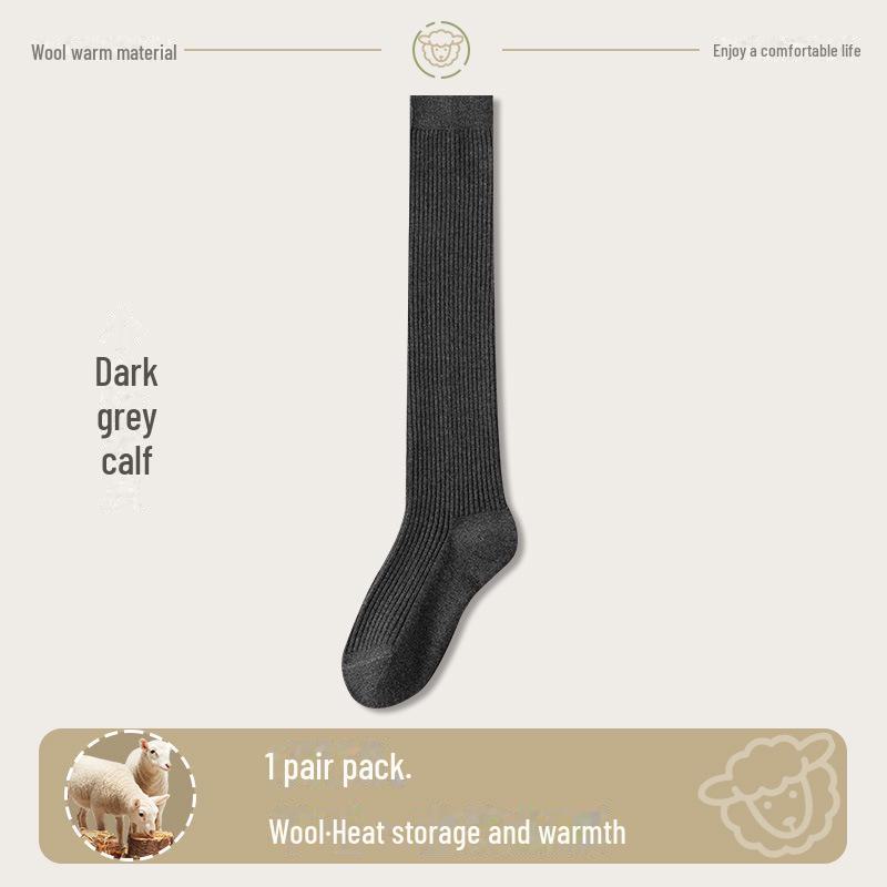 "Wool Thigh-High Socks, Double-Needle Stripes, Slim & Warm for Autumn/Winter"