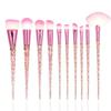 10 Piece Crystal Sequin Makeup Brush Set Soft Synthetic Hair Transparent Plastic Handle Professional Cosmetic Brush for Makeup