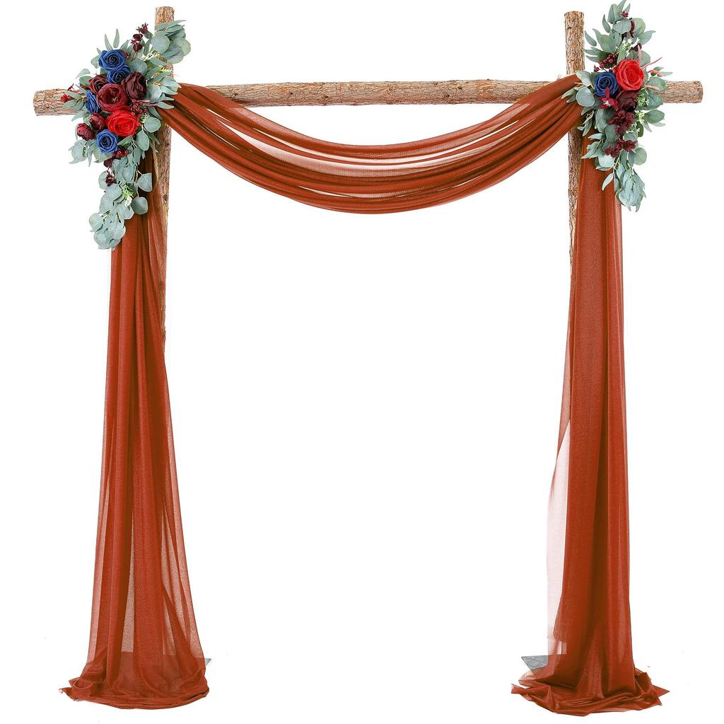 Forest Style Wedding Arch Decoration: Outdoor Lawn Chiffon Gauze Curtains