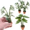 1/12 Dollhouse Miniature Simulation Monstera Green Plant Potted Micro Landscape Garden Bonsai Model Doll House Decoration