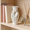 Abstract Body Art Vessel Human Vase Statue, 3D Printed Embracing Couple Sculpture Vase, Decorative Dry Flower for Entryway Living Room Tabletop