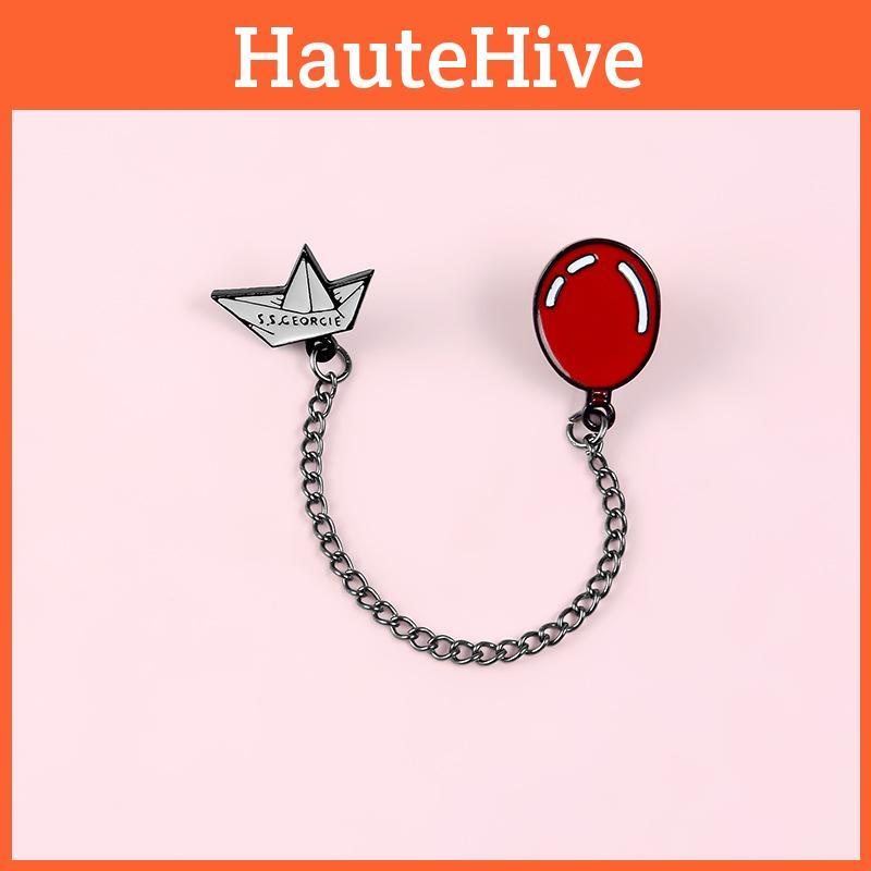 Creative Cartoon Chain Brooch With Playful Red Balloon And Boat For Everyone