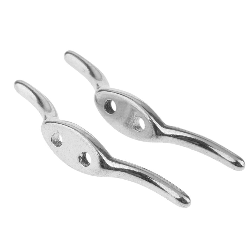 2Pcs Stainless Steel Rope Cleat Deck Mooring Marine Line Flag Anchor 67mm 3