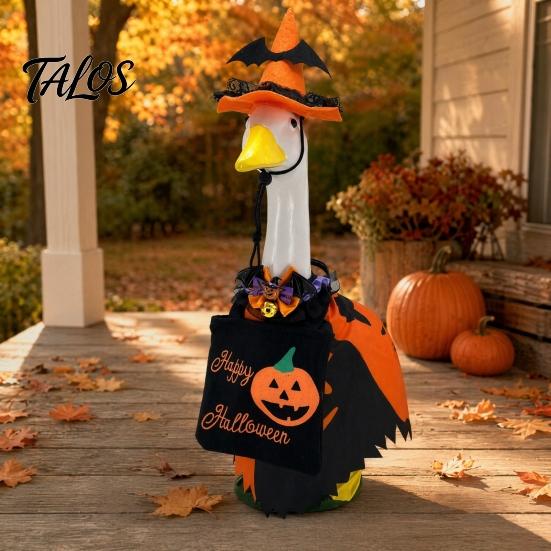 Mysterious Halloween Outdoor Decor 1 Set Porch Goose Outfit, Ghost Costume with Light-up Lantern, Playful Spooky Garden Outfit Pumpkin Apparel for 23
