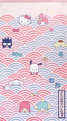 Noren Kobo Noren Sanrio Characters Tapestry, 85cm Wide X 150cm Long, Pop Japanese Pattern, 92191