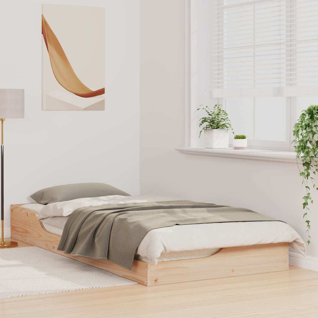 Bed Frame In Brown 80 X 200 Cm Solid Pine Wood