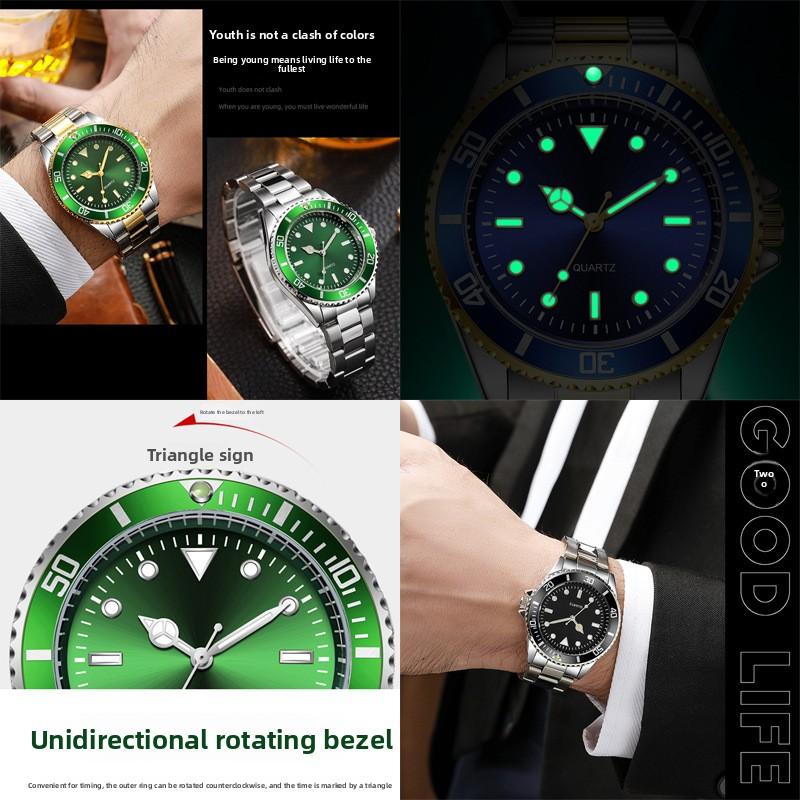 Watch Luminous Waterproof Green Water Ghost Watch Men's Calendar Quartz Watch Men's Watch