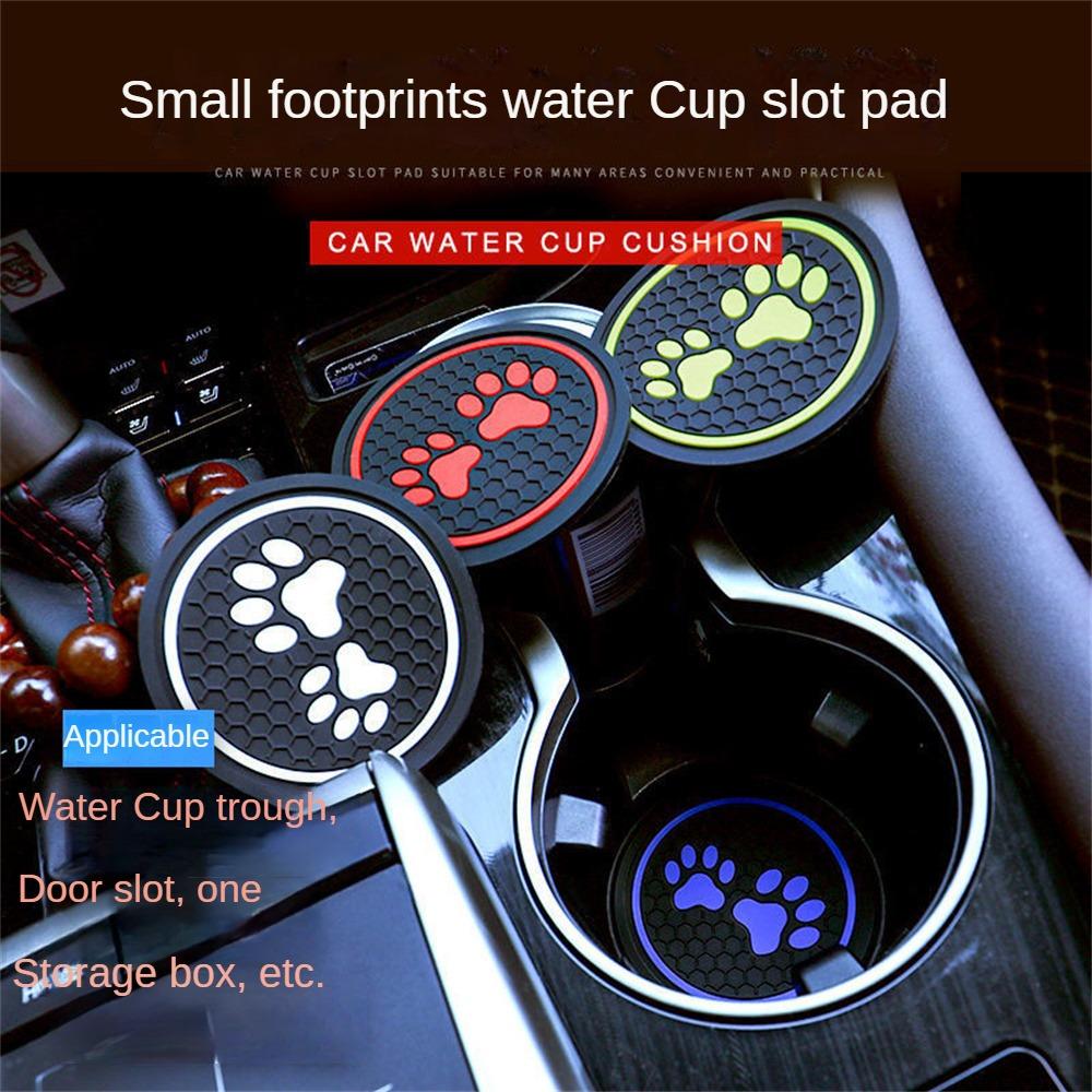 Non-slip Car Water Cup Pad Cat Paw Footprint Rubber Mat for Bottle Holder Coaster Auto Interior Anti-skid Cup Holders