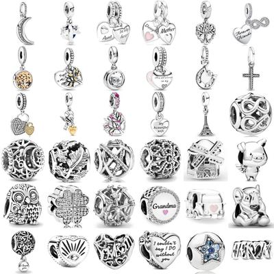 Copper Heart Shaped Car Bead Iron Tower Cross Pendant Suitable For European Original Bracelet Diy Exquisite Jewelry